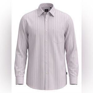 HUGO BOSS MENS BUTTON DOWN SHIRT SIZE XL RED/PINK STRIPES